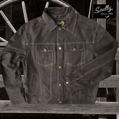 画像1: スカリー レザー ジージャンスタイル ジャケット（ダークブラウン）S/Scully Leather Jean Jacket(Dark Brown)