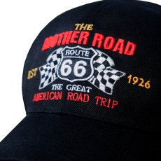 画像2: ルート66 チェッカーフラッグ 刺繍 キャップ（ブラック）/Route 66 Cap(Black)  (2)