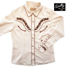 画像5: スカリー 刺繍・ラインストーン ウエスタン シャツ（長袖/クリーム・ゴールド）/Scully Long Sleeve Western Shirt(Women's) (5)