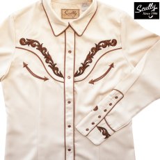 画像1: スカリー 刺繍・ラインストーン ウエスタン シャツ（長袖/クリーム・ゴールド）/Scully Long Sleeve Western Shirt(Women's) (1)