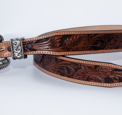 画像2: ジャスティン スター＆フローラル スリーピース ウエスタン ベルト（ブラウン）/Justin Western Belt(Brown)