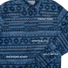 画像3: アズテック スナップフロント ウエスタンシャツ（ネイビー）/Desperado Long Sleeve Western Shirt(Navy) (3)