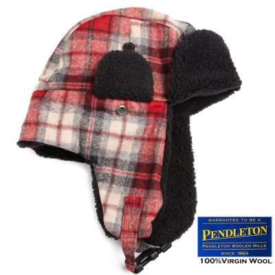 画像1: ペンドルトン イアーフラップ ハット（レッド・タン）/Pendleton Ear Flap Hat Red/Tan Plaid