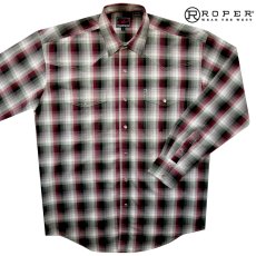 画像1: ローパー スナップフロント ウエスタンシャツ（ブラック・ホワイト・バーガンディー）M（身幅62cm）/Roper Long Sleeve Western Shirt(Black/White/Burgundy) (1)