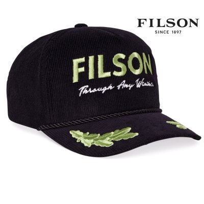 画像1: フィルソン コーデュロイ ロープ フォレスター キャップ ブラック/Filson Rope Forester Cap Black Through Any Weather