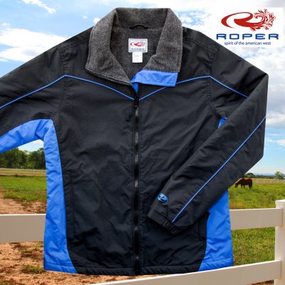 画像1: ローパー フリースラインド ウエスタン ランチ ジャケット ブラック・ブルー S（身幅55cm）/Roper Ranch Jacket Black/Blue