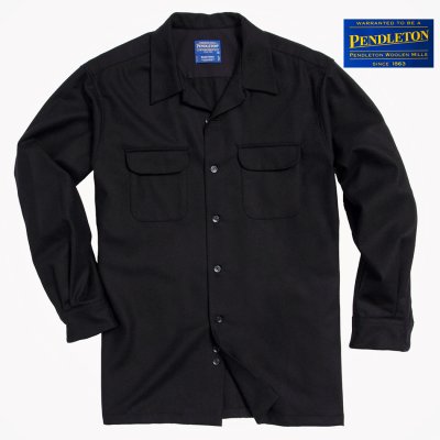 画像1: ペンドルトン ウールシャツ ボードシャツ ブラック無地 XS（身幅53cm）/Pendleton Board Shirt(Black)