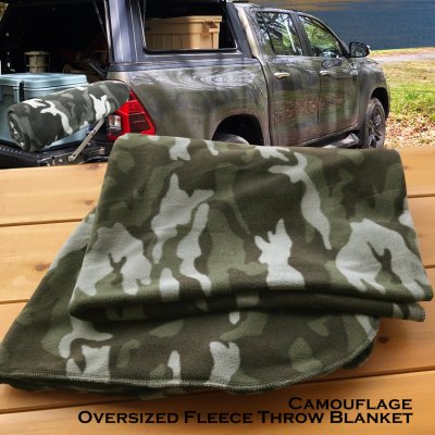 画像1: カモ柄 迷彩 フリース スロー ブランケット/Camouflage Fleece Throw