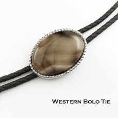 画像1: ウエスタン ボロタイ オニキス ロープエッジ ライトブラウン・ブラウン/Western Bolo Tie Onyx (1)