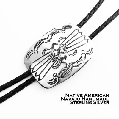 画像1: アメリカ インディアン ナバホ族 ジョアンシルバー スターリングシルバー ハンドメイド ボロタイ/Native American Navajo Joann Silver Hand Made Sterling Silver Bolo Tie