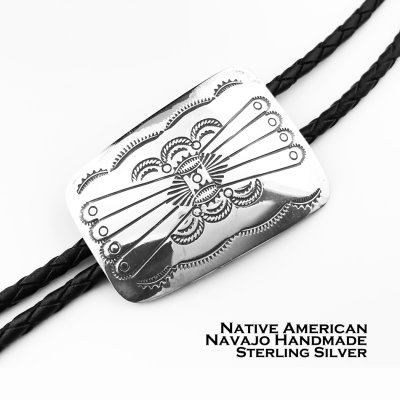 画像1: ネイティブアメリカン ナバホ族 ジョアンシルバー スターリングシルバー ハンドメイド ボロタイ/Native American Navajo Joann Silver Hand Made Sterling Silver Bolo Tie