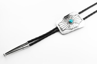 画像2: ネイティブアメリカン ナバホ族 ジョアンシルバー シルバー&ターコイズ ハンドメイド ボロタイ/Navajo Joann Silver Sterling Silver&Turquoise Bolo Tie