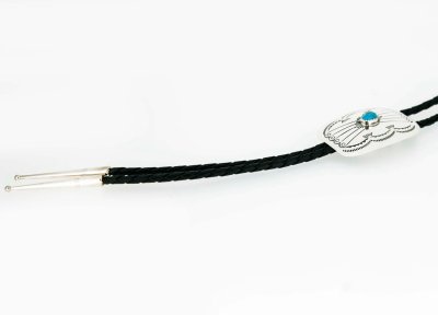 画像2: ナバホ族 シルバー&ターコイズ ハンドメイド ボロタイ/Navajo Sterling Silver&Turquoise Bolo Tie