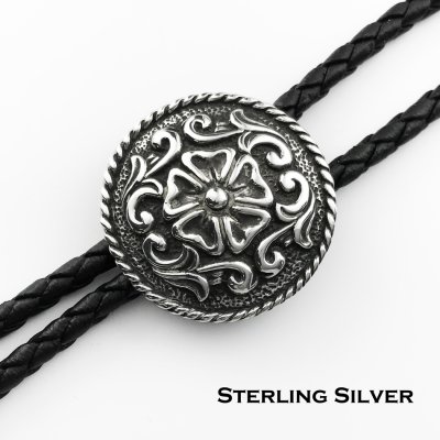 画像1: スターリングシルバー ビクター37mm ボロタイ/Sterling Silver Victor 37mm Bolo Tie