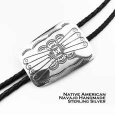 画像1: ネイティブアメリカン ナバホ族 ジョアンシルバー スターリングシルバー ハンドメイド ボロタイ/Native American Navajo Joann Silver Hand Made Sterling Silver Bolo Tie (1)