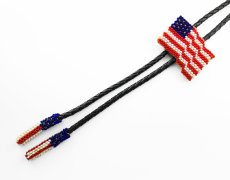 画像2: アメリカ国旗 星条旗 ビーズ ボロタイ/Stars and Stripes Beaded Bolo Tie (2)