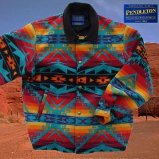 画像1: ペンドルトン ウール ウエスタン ジャケット（ターコイズ・レッド・イエロー）L/Pendleton Wool Western Jacket (1)