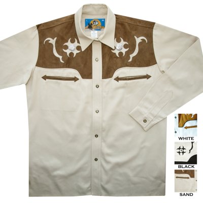 画像1: ロボライダース ウエスタンシャツ ホワイト・ブラック・サンド/LOBO RIDER'S Western Shirt White/Black/Sand