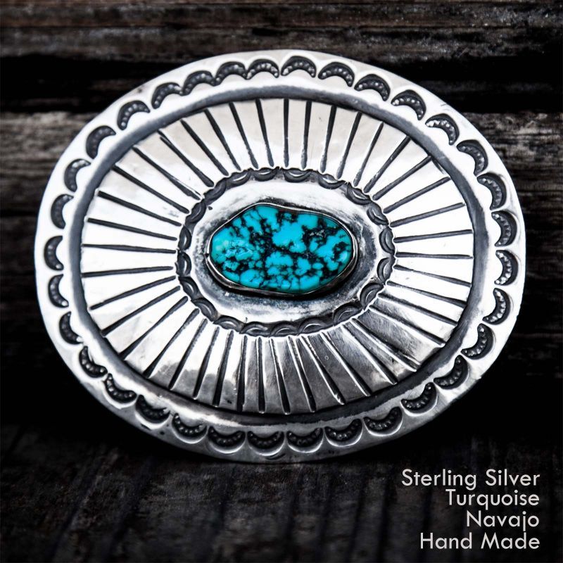 ナバホ ターコイズ&スターリングシルバー ハンドメイド ビンテージ バックル/Navajo Sterling Silver Vintage Buckle