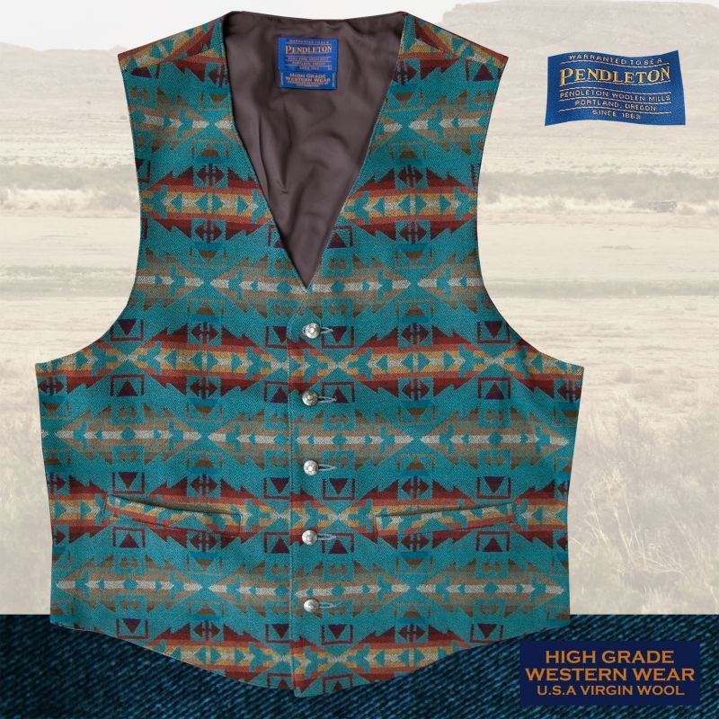 ペンドルトン U.S.A ヴァ－ジン ウール ベスト（ライトターコイズ）L/Pendleton U.S.A Virgin Wool  Vest(Light Turquoise)
