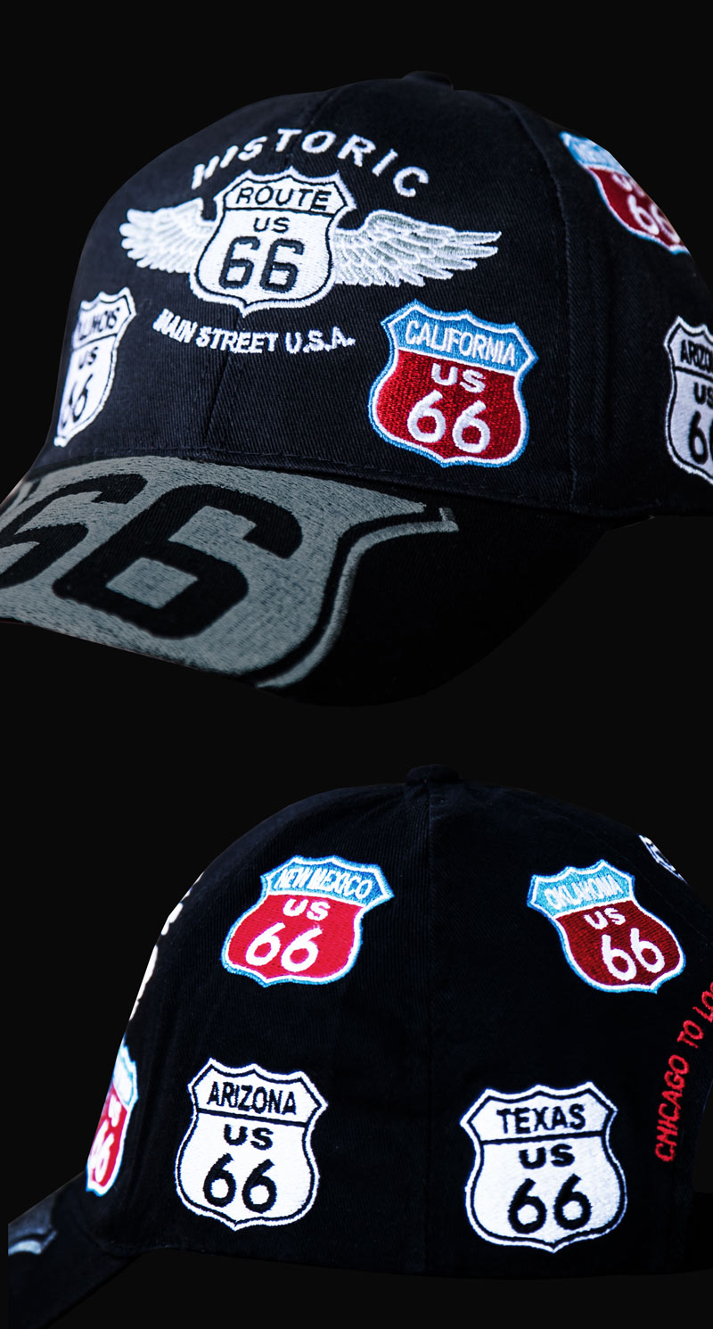 ルート66 8州 刺繍 ワッペン キャップ（ブラック）/Route 66 Cap(Black