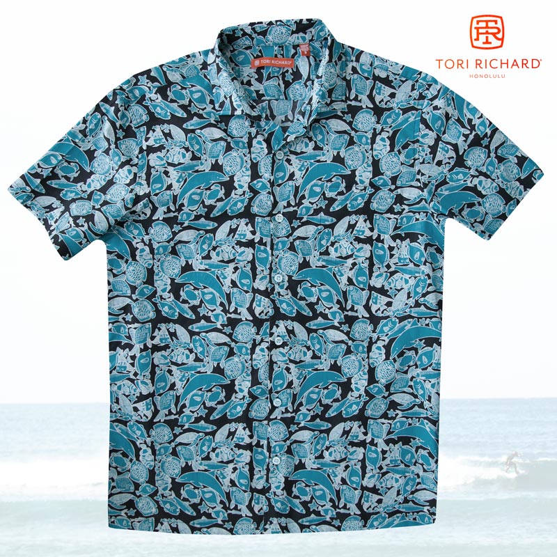 アロハシャツ　半袖シャツ　ハワイ製　TORI RICHARDトリリチャードぴこぴこ半袖シャツ