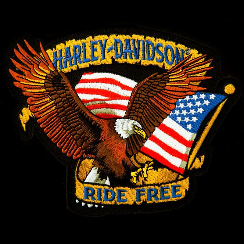ハーレーダビッドソン アメリカンイーグル&アメリカ国旗 刺繍ワッペン