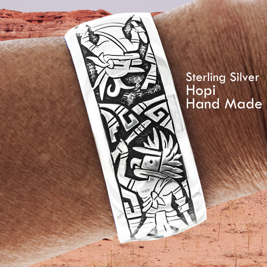 アメリカインディアン ホピ族 スターリングシルバー オーバーレイ ハンドメイド ブレスレット/Hopi Sterling Silver Overlay  Bracelet