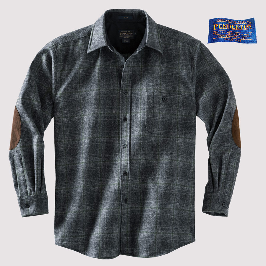 ペンドルトン ピュアー ヴァ ジン ウール シャツ エルボーパッチ トレイルシャツ オックスフォードグレー セージオンブレs Pendleton Trail Shirt Oxford Grey Sage Ombre 長袖シャツ