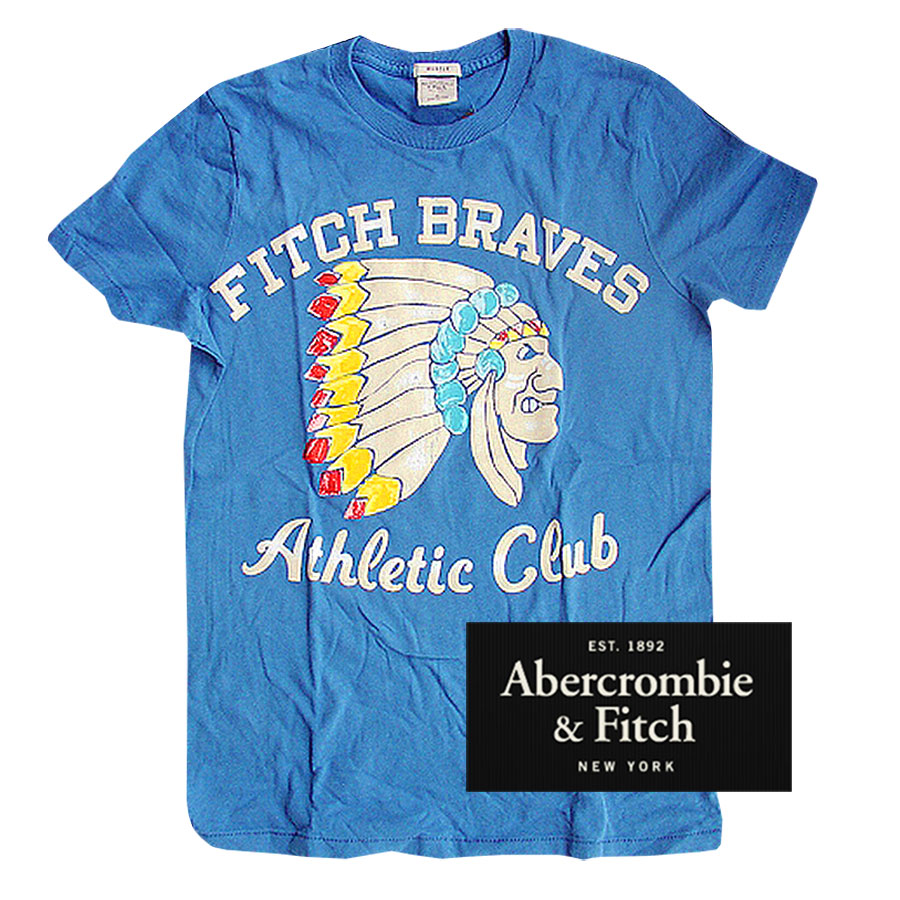アバクロンビー フィッチ 半袖 Tシャツ インディアン ブルー S Abercrombie Fitch T Shirt 半袖シャツ Tシャツ