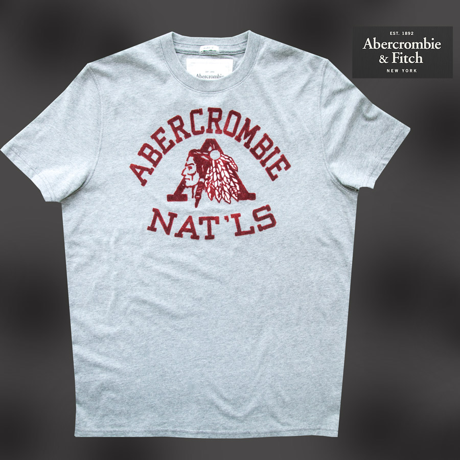 アバクロンビー フィッチ 半袖 Tシャツ インディアン グレー バーガンディー Xl Abercrombie Fitch T Shirt 半袖シャツ Tシャツ