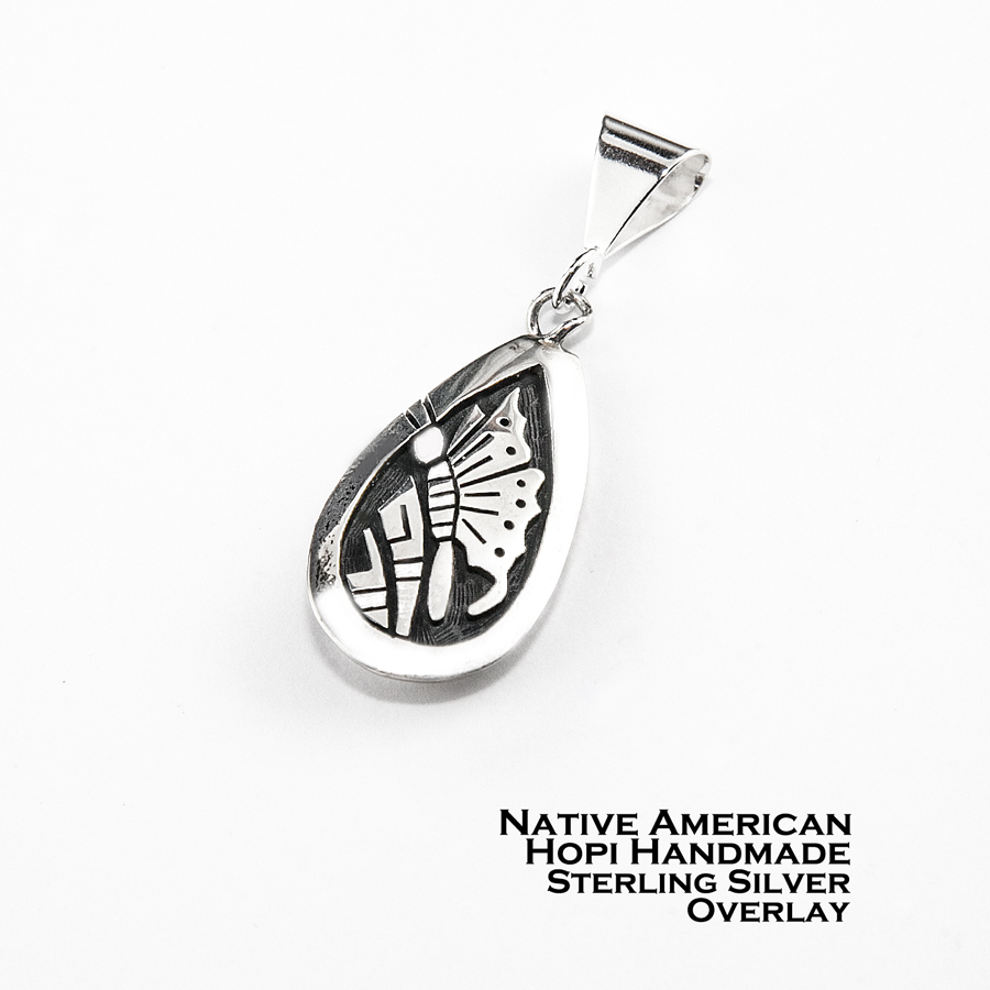 ホピ オーバーレイ スターリングシルバー バタフライ ペンダント トップ/Native American Hopi Sterling Silver  Overlay Butterfly Pendant ペンダント・ネックレス・ブローチ・ターコイズ石・ジュエリーパーツ