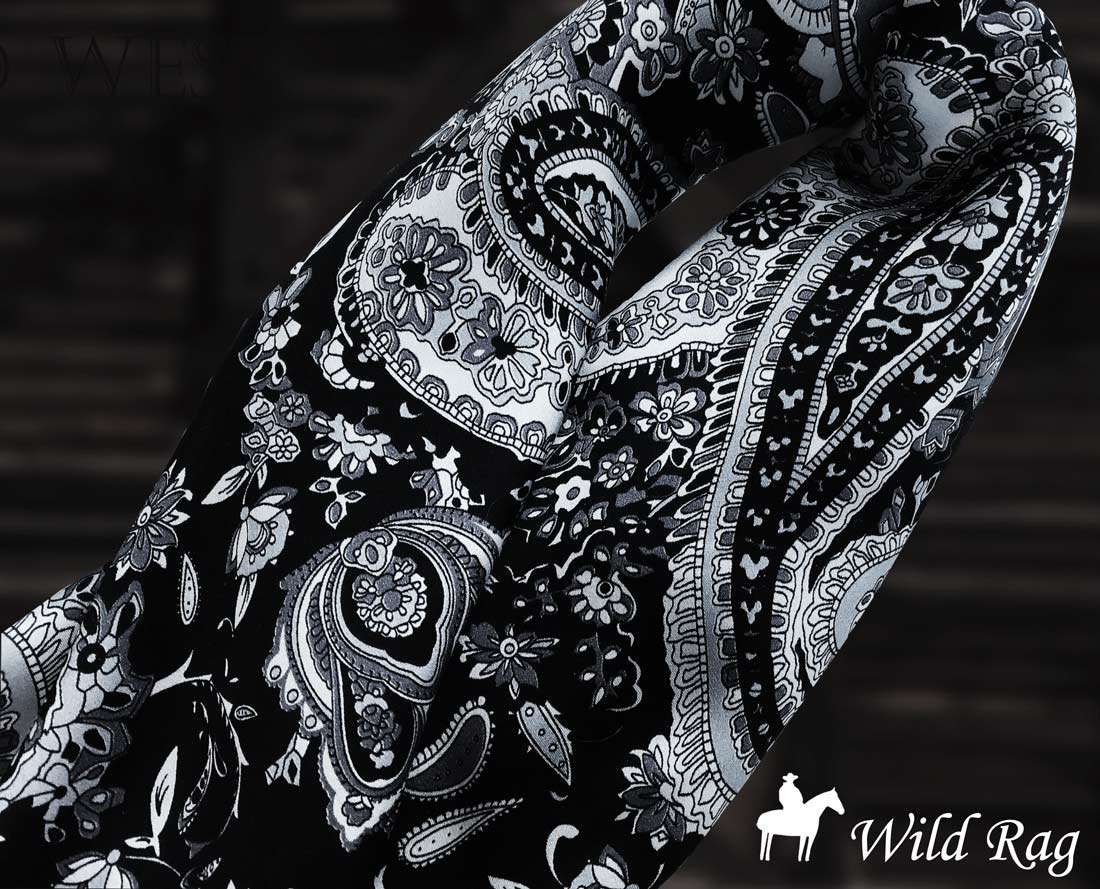 カウボーイ 大判スカーフ ワイルドラグ ペイズリー ブラック/100% Silk Wild Rags(Paisley/Black) スカーフ ・ワイルドラグ・スカーフスライド
