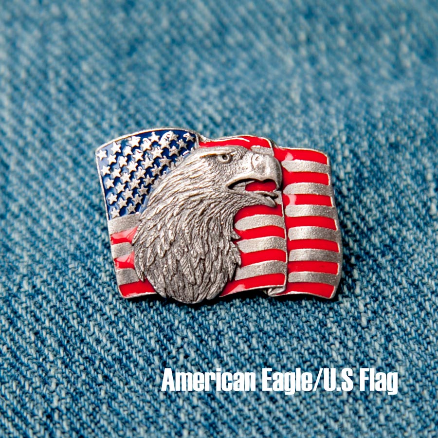 ピンバッジ アメリカンイーグル&アメリカ国旗 星条旗/Pin American
